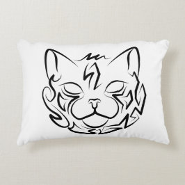 Cojín Decorativo Gato tribal negro y blanco