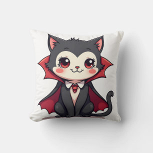 Cojín Decorativo Gato vampiro � Camiseta de mascota linda de Hallow