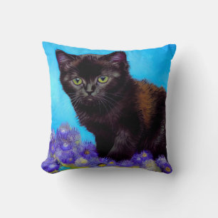 Cojín Decorativo Gato Van Gogh y flores