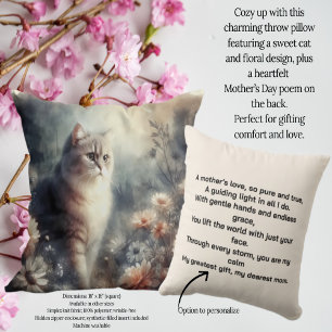 Cojín Decorativo Gato y floral en acuarela - El amor de una madre