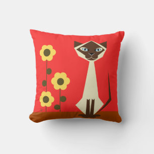 Cojín Decorativo Gato y flores