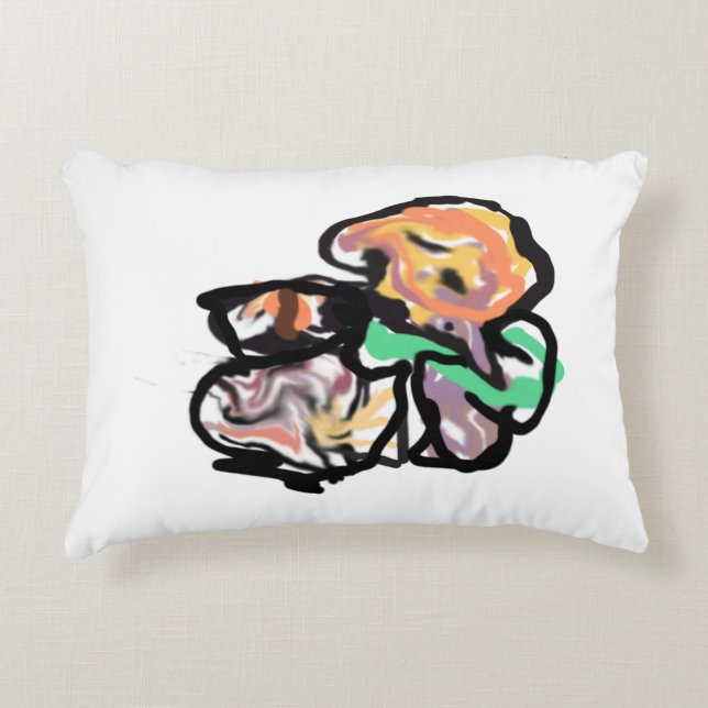 Cojín Decorativo Gato y flores divertido (Anverso)