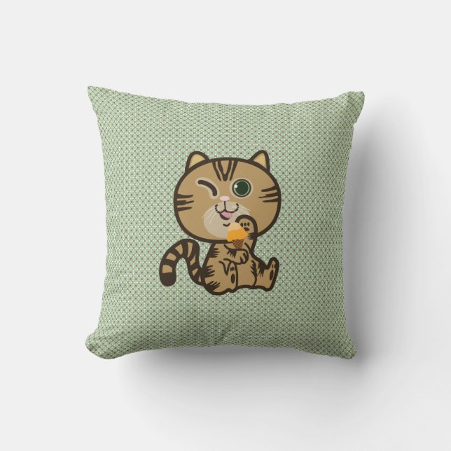 Cojín Decorativo gato y helado (Anverso)