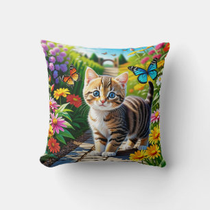 Cojín Decorativo Gato y mariposas