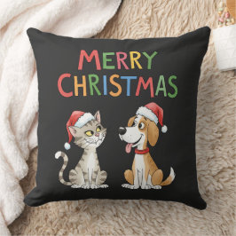 Cojín Decorativo Gato y perro de navidad dulce