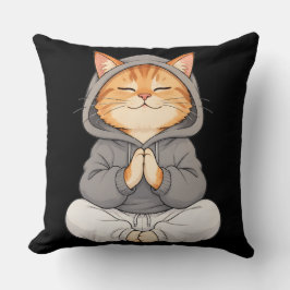 Cojín Decorativo Gato Zen con Capucha – Lindo Gato de Dibujos Medit
