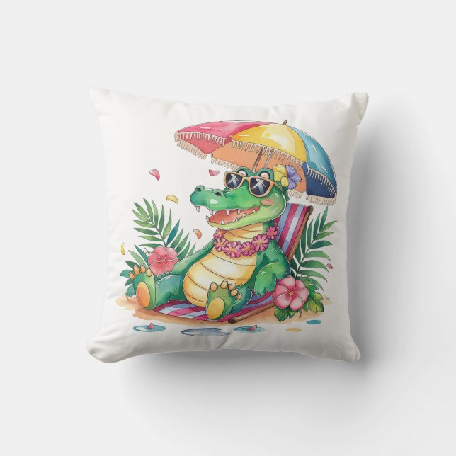 Cojín Decorativo Gator de relajación de la píldora tropical (Anverso)