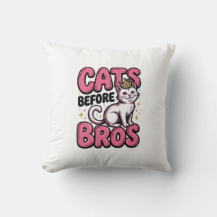 Cojín Decorativo Gatos Antes de Hermanos Camiseta Diseño Corona Gat