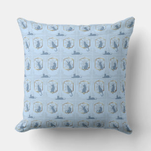 Cojín Decorativo Gatos Art Deco Elegantes - Azul