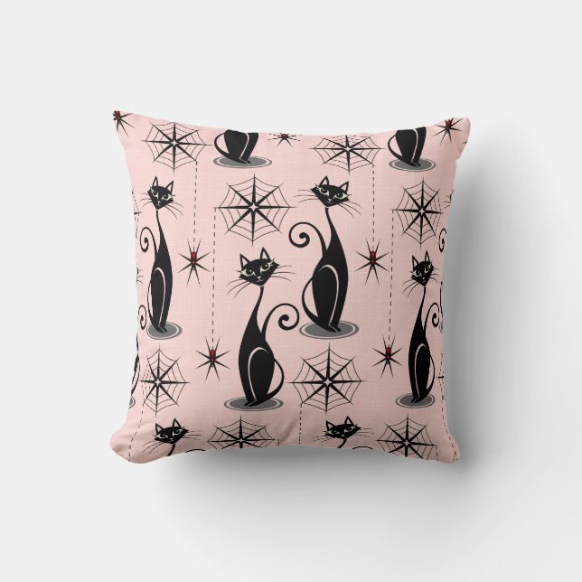 Cojín Decorativo Gatos atómicos retro miau fantasmagóricos (Anverso)