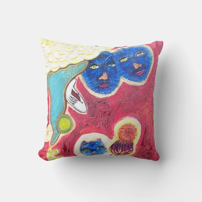 Cojín Decorativo gatos azules (Anverso)