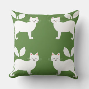 Cojín Decorativo Gatos Blancos con Hojas