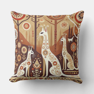 Cojín Decorativo Gatos caprichosos en un bosque abstracto con geomé