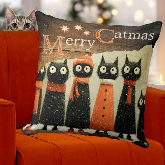 Cojín Decorativo Gatos Caprichosos Navideños Rústicos Adorables