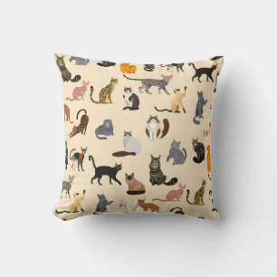 Cojín Decorativo Gatos coloridos: Patrón de razas diferentes