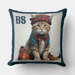 Cojín Decorativo Gatos con disfraz escocés: encantadores gatos de t