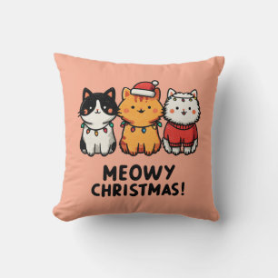 Cojín Decorativo Gatos con Sombreros de Santa Navidad Meowy