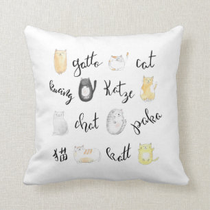 Cojín Decorativo Gatos cortos en muchos idiomas