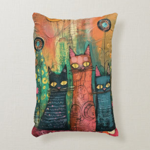 Cojín Decorativo Gatos de acuarela de Boho - Arte felino de la tier