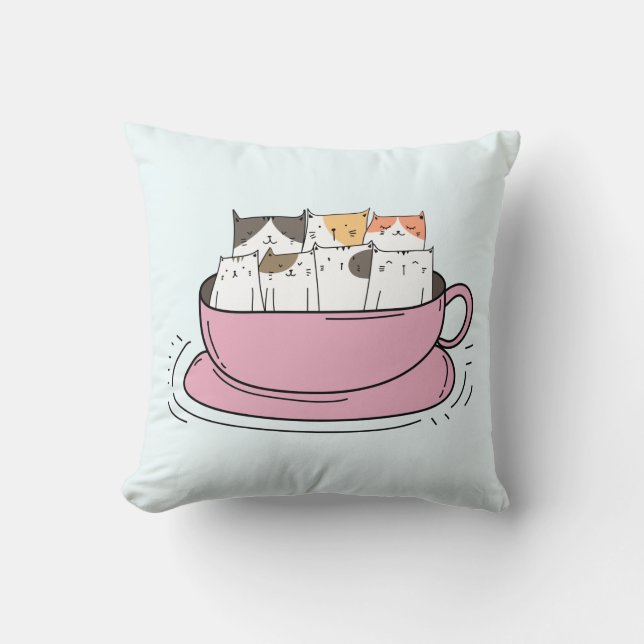 Cojín Decorativo Gatos de café personalizados (Anverso)