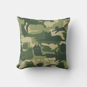 Cojín Decorativo Gatos de camuflaje verde patrón gatos gatitos de G