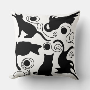 Cojín Decorativo Gatos de juego y siluetas yarn