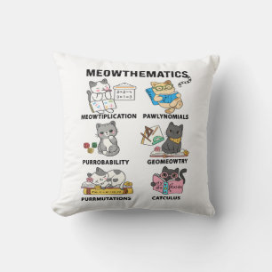 Cojín Decorativo Gatos de Matemáticas divertidas para amantes de la
