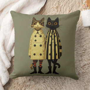 Cojín Decorativo Gatos de Moda – Gato Extravagante en Abrigos y Bot