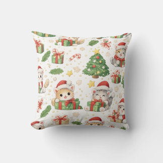 Cojín Decorativo Gatos de Navidad y regalos