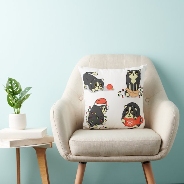 Cojín Decorativo Gatos de Navidades bonitos y divertidos (Silla)