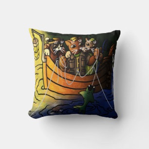 Cojín Decorativo Gatos de pesca nocturna
