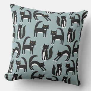 Cojín Decorativo Gatos de Tuxedo en blanco y negro