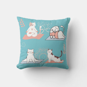 Cojín Decorativo Gatos de yoga loto