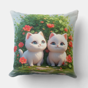 Cojín Decorativo Gatos del Bosque Hogar Acogedor Verde Vibrante