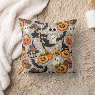 Cojín Decorativo Gatos divertidos de Halloween en una fiesta