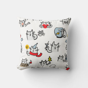 Cojín Decorativo Gatos divertidos, leche y magia.