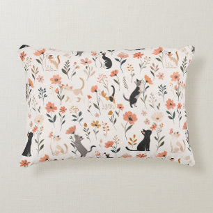 Cojín Decorativo Gatos Dulces oliendo las Flores Modernas