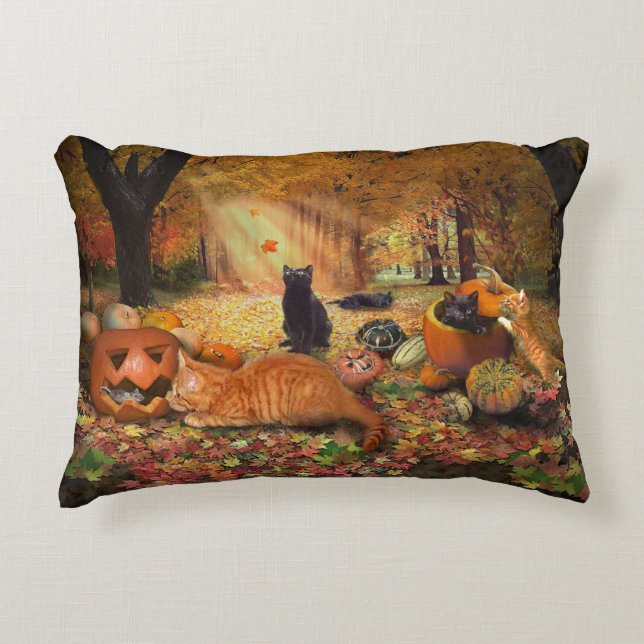Cojín Decorativo Gatos en otoño (Anverso)