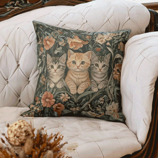 Cojín Decorativo Gatos en un Jardín de Vintage al estilo William Mo
