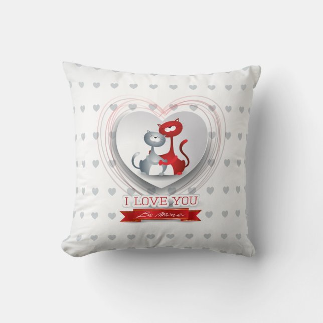 Cojín Decorativo Gatos enamorados del corazón (Anverso)