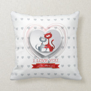 Cojín Decorativo Gatos enamorados del corazón