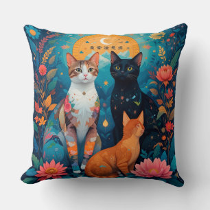 Cojín Decorativo Gatos Estilizados Escena Abstracta Geométrica 🐱