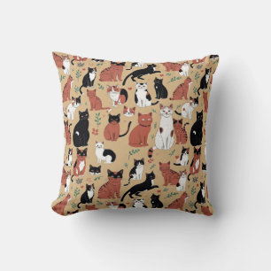 Cojín Decorativo Gatos juguetones sobre un fondo bronceado
