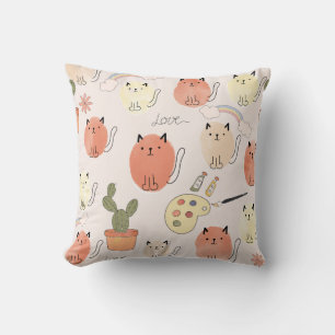 Cojín Decorativo Gatos Kitty Kitten: Patrón animal lindo