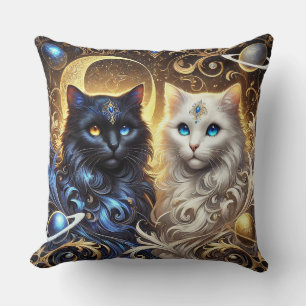 Cojín Decorativo Gatos majestuosos en blanco y negro
