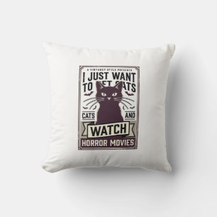 Cojín Decorativo Gatos Mascotas Ven Películas De Terror Diseño Vint