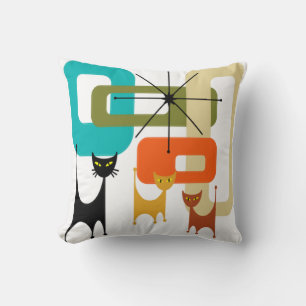 Cojín Decorativo Gatos modernos de mediados de siglo