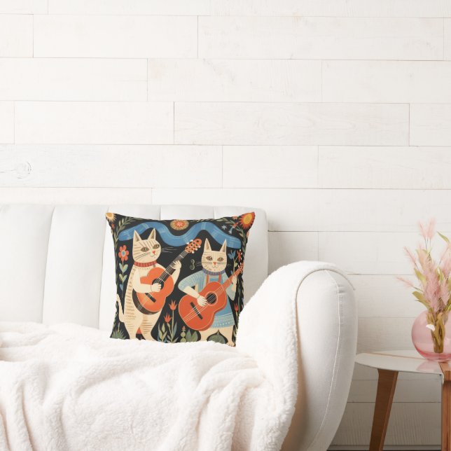 Cojín Decorativo Gatos musicales arte popular (Sofá)
