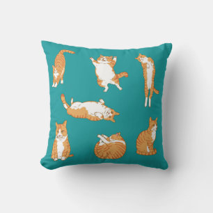 Cojín Decorativo Gatos Naranjas Divertidos