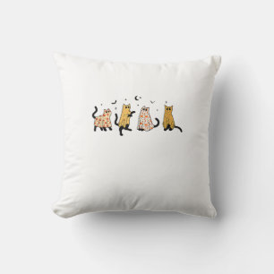 Cojín Decorativo Gatos Negros Divertidos Fantasmas Patrón de Hallow